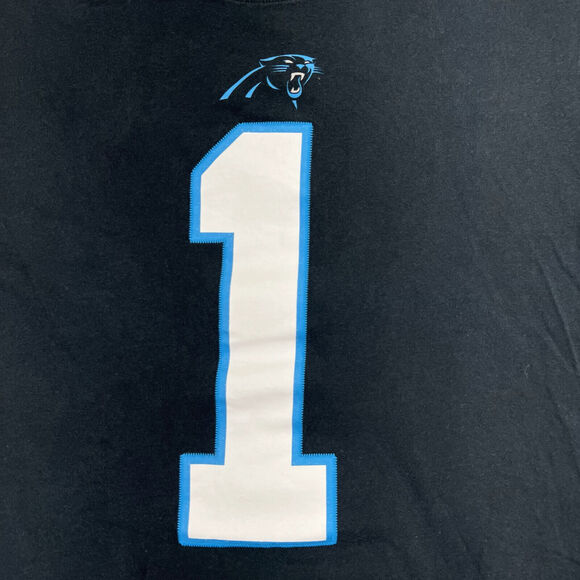 Nike NFL Carolina Panthers Men's Small Cam Newton #1 Jersey Style Black T-Shirt - Picture 2 of 12